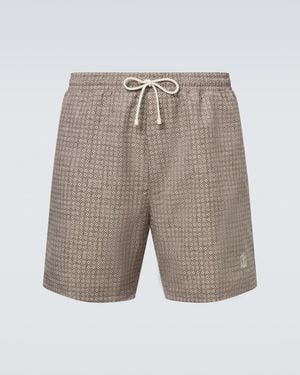 Brunello Cucinelli Bedruckte Badeshorts - Grau