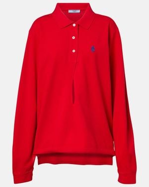 Prada Logo Cotton Pique Polo Shirt - Red
