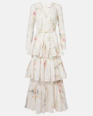 Zimmermann Lucky Floral Tiered Cotton Maxi Dress - White