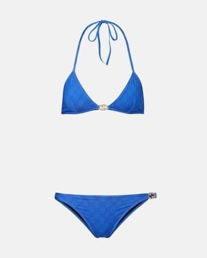 Gucci Bikini Con Gg - Azul