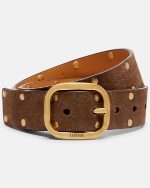 Loewe Studded Suede Belt - Brown