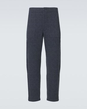 God's True Cashmere Herringbone Checked Cashmere Straight Trousers - Blue