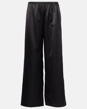 Asceno Austin Silk And Wool Wide-Leg Trousers - Black