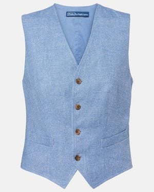 Polo Ralph Lauren Linen And Cotton Twill Vest - Blue