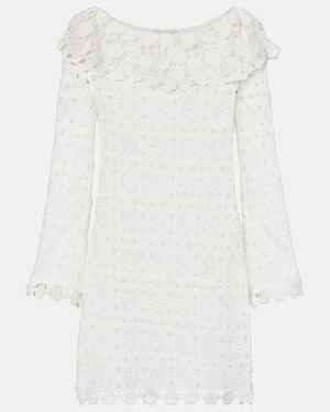 RIXO London Envalira Cotton Crochet Minidress - White