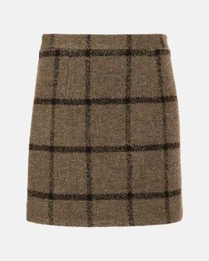Patou Checked Wool-Blend Tweed Miniskirt - Green