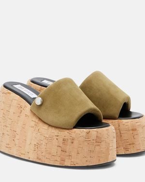 The Attico Mochi Suede Platform Slides - Natural