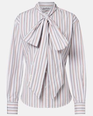 Acne Studios Camisa De Algodon A Rayas Con Lazo - Multicolor