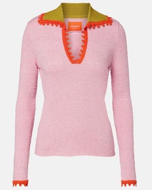 La DoubleJ Jersey Picket De Algodon Y Lana - Rosa