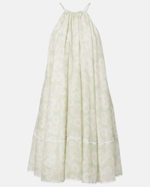 Stella McCartney Floral Halterneck Cotton Poplin Minidress - White