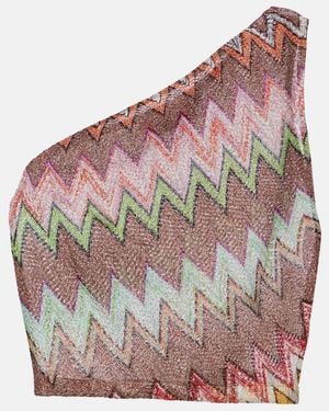 Missoni Zigzag One-Shoulder Lame Top - Pink