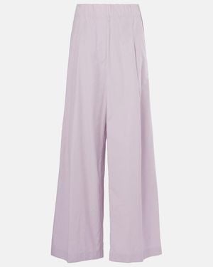 Dries Van Noten High-Rise Cotton Wide-Leg Trousers - Purple