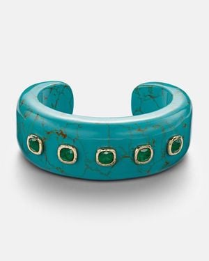 Octavia Elizabeth Pulsera De Oro De 18 Ct Y Turquesa Con Esmeraldas - Azul