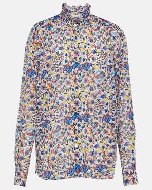 Isabel Marant Gambine Floral Cotton Blouse - Blue