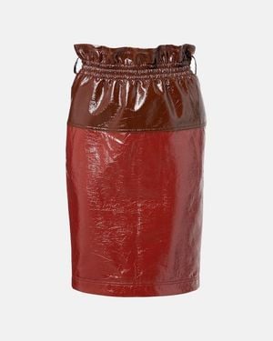 Saint Laurent Coated Cotton Pencil Skirt - Red