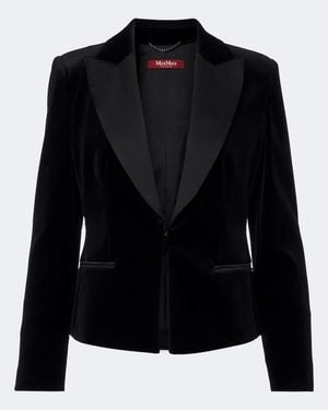 Max Mara Elegante Cotton Velvet Blazer - Black