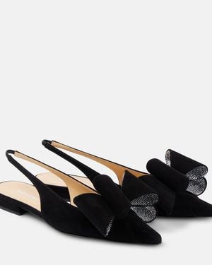 Mach & Mach Le Cadeau Suede Ballet Flats - Black