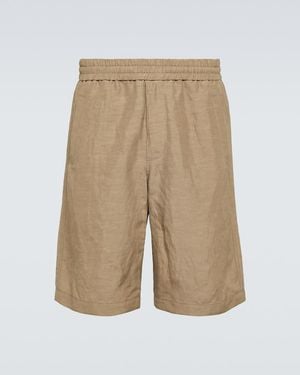 Giorgio Armani Viscose And Linen Canvas Bermuda Shorts - Natural
