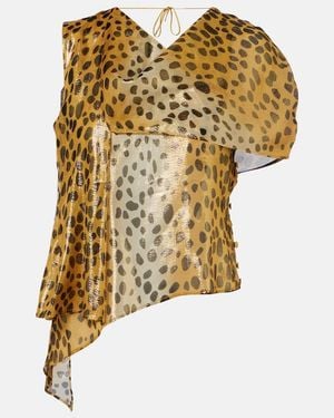 JACQUES WEI Silk-Blend Lame Top - Yellow