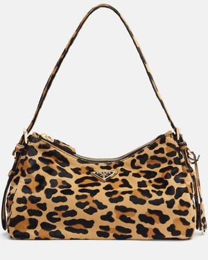 Prada Aimee Medium Calf Hair Shoulder Bag - Metallic