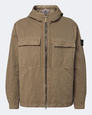 Stone Island Chaqueta En Mezcla De Algodon Y Lana - Verde