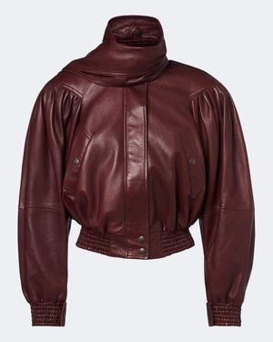 Chloé Cropped Leather Bomber Jacket - Red