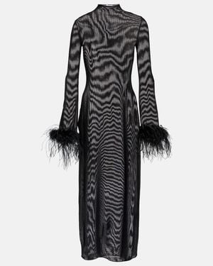 Oséree Lumiere Plumage Midi Dress - Black