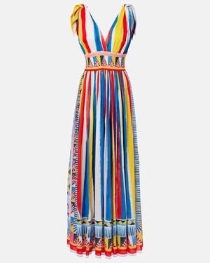 Dolce & Gabbana Striped Cotton Maxi Dress - Blue