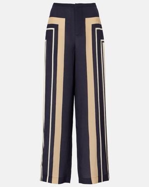 SIR. Pietra Printed Silk Wide-Leg Trousers - Blue
