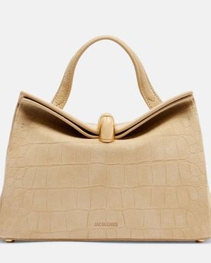 Jacquemus Valerie Small Suede Top-Handle Bag - Natural