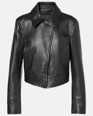 JOSEPH Caron Cropped Leather Jacket - Black