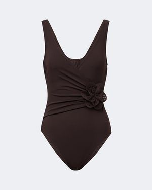 Karla Colletto Costume Intero Rosetta - Marrone
