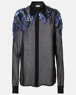 Dries Van Noten Sequined Chiffon Blouse - Black