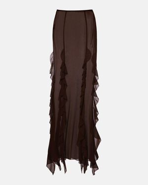 Bananhot Ora Ruffled Maxi Skirt - Brown