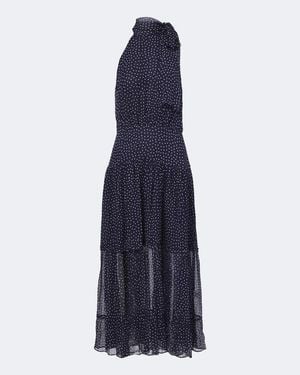 RIXO London Vestido Midi Abi Con Lunares Y Lazada - Azul
