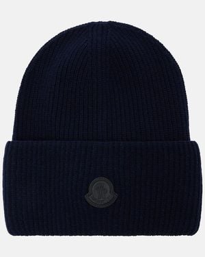 Moncler Wool And Cashmere Beanie - Blue
