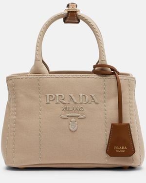 Prada Henkeltasche Jardiniere Mini Aus Canvas - Natur
