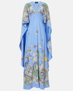 Etro Floral Paisley Silk Gown - Blue