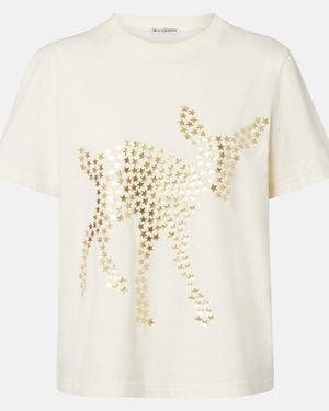 JW Anderson Embellished Cotton Jersey T-Shirt - Natural