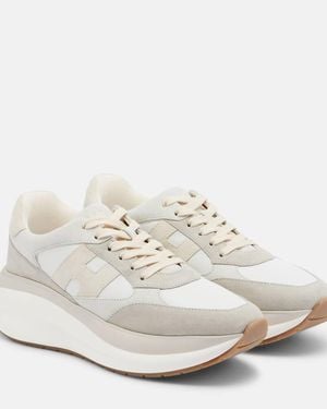 Hogan Zapatillas H696 De Piel Con Ante - Blanco