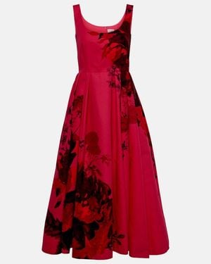 Erdem Floral Cotton Faille Maxi Dress - Red