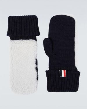 Thom Browne Shearling-Trimmed Wool Mittens - Black