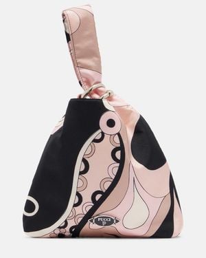 PUCCI Emilio Orchidee Silk Twill Top-Handle Bag - Pink