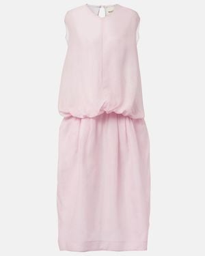 KHAITE Noah Silk Organza Midi Dress - Pink