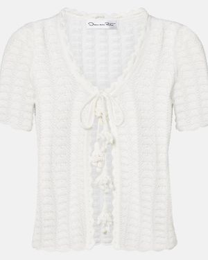 Oscar de la Renta Cardigan Aus Pointelle-Strick - Weiß