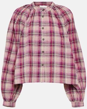 Isabel Marant Blandine Checked Cotton And Linen Shirt - Red