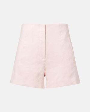 Veronica Beard Jazmin High-Rise Linen-Blend Shorts - Pink