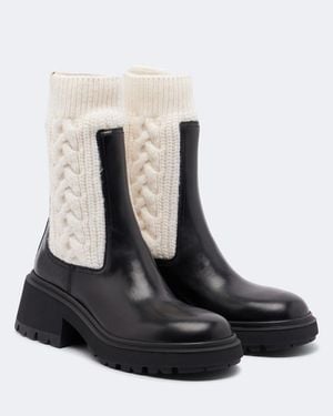 Jimmy Choo Tamia Cable-Knit Leather Ankle Boots - Black