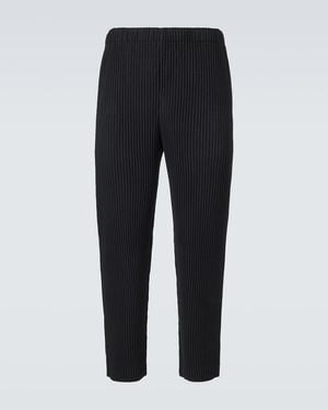 Homme Plissé Issey Miyake Gerade Hose Tuxedo Pleats - Schwarz