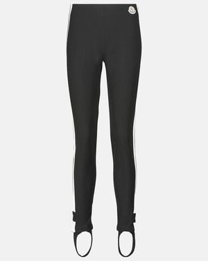 Moncler Mid-Rise Jersey Stirrup Leggings - Black